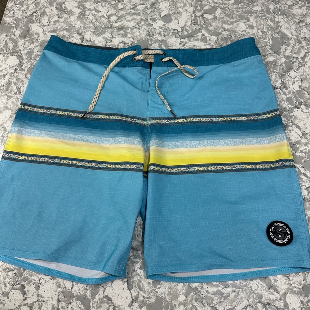 Quiksilver Aqua and Yellow Board Shorts